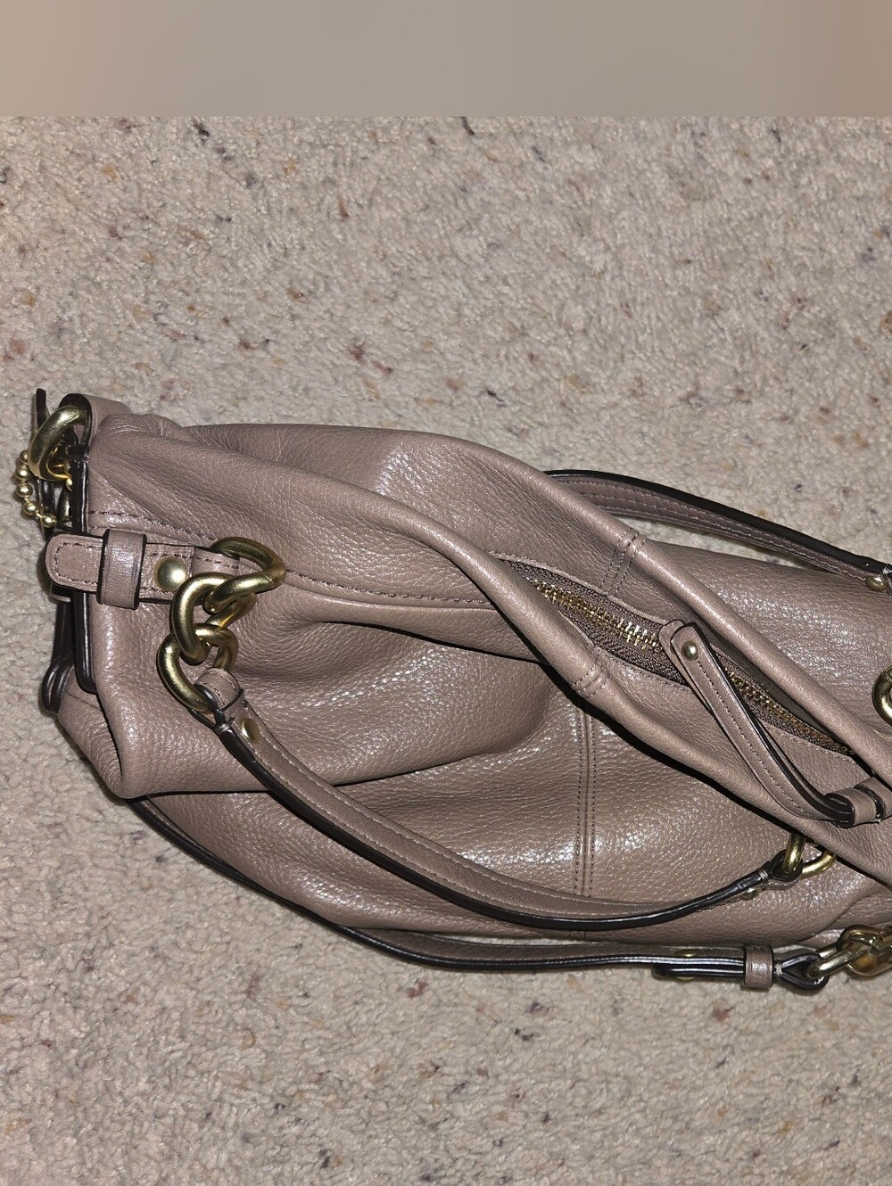 Coach Brooke Taupe Hobo Leather Handbag Purse Bag - Picture 4 of 8